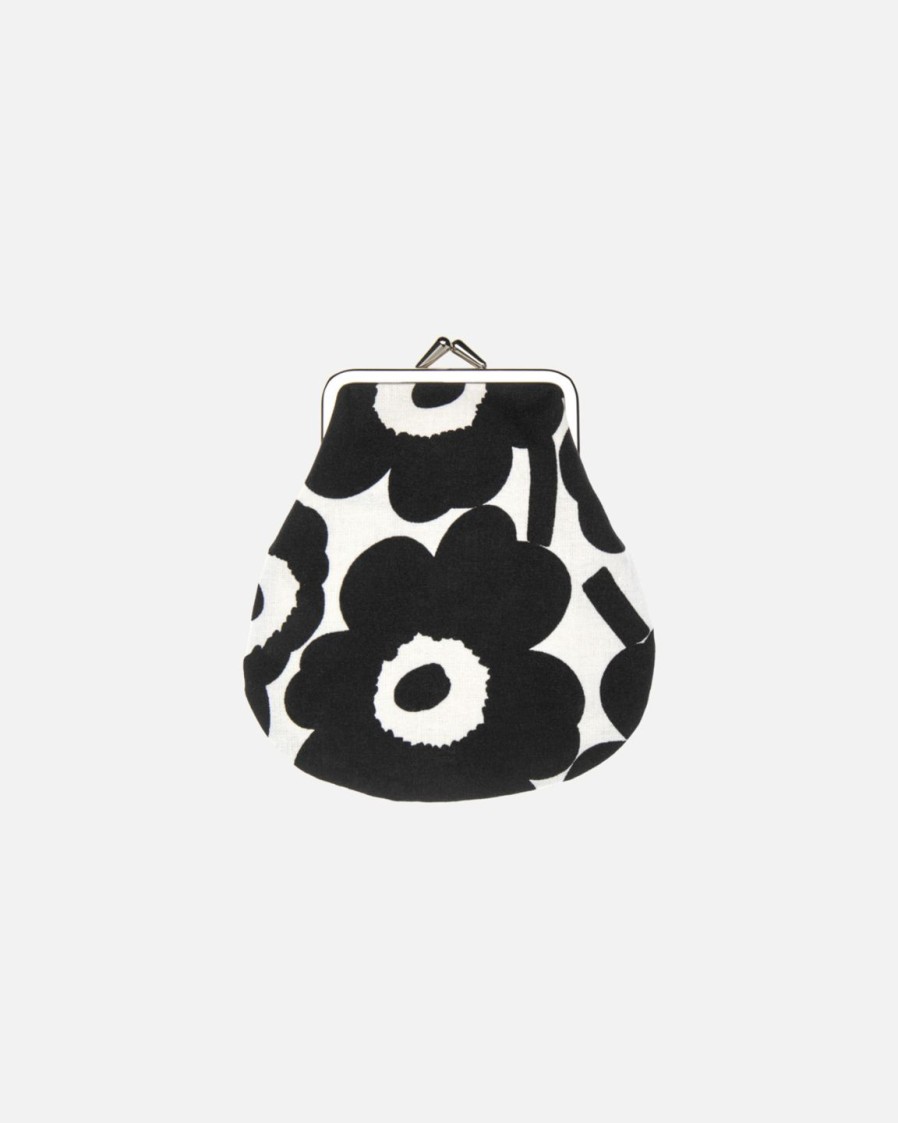 Laukut Marimekko Naisten Lompakot | Mini Unikko -Pieni Kukkaro Black&White