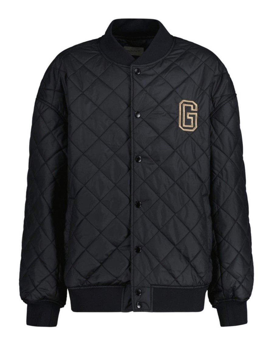 Lapset Gant Takit | Quilted Gant Varsity -Tikkitakki Musta