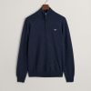 Miehet Gant Neulepuserot | Superfine Lambswool Half Zip -Villapusero Tummansininen