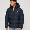 Miehet Superdry Toppa& Ja Untuvatakit | Hooded Sports Puffer -Takki Tummansininen