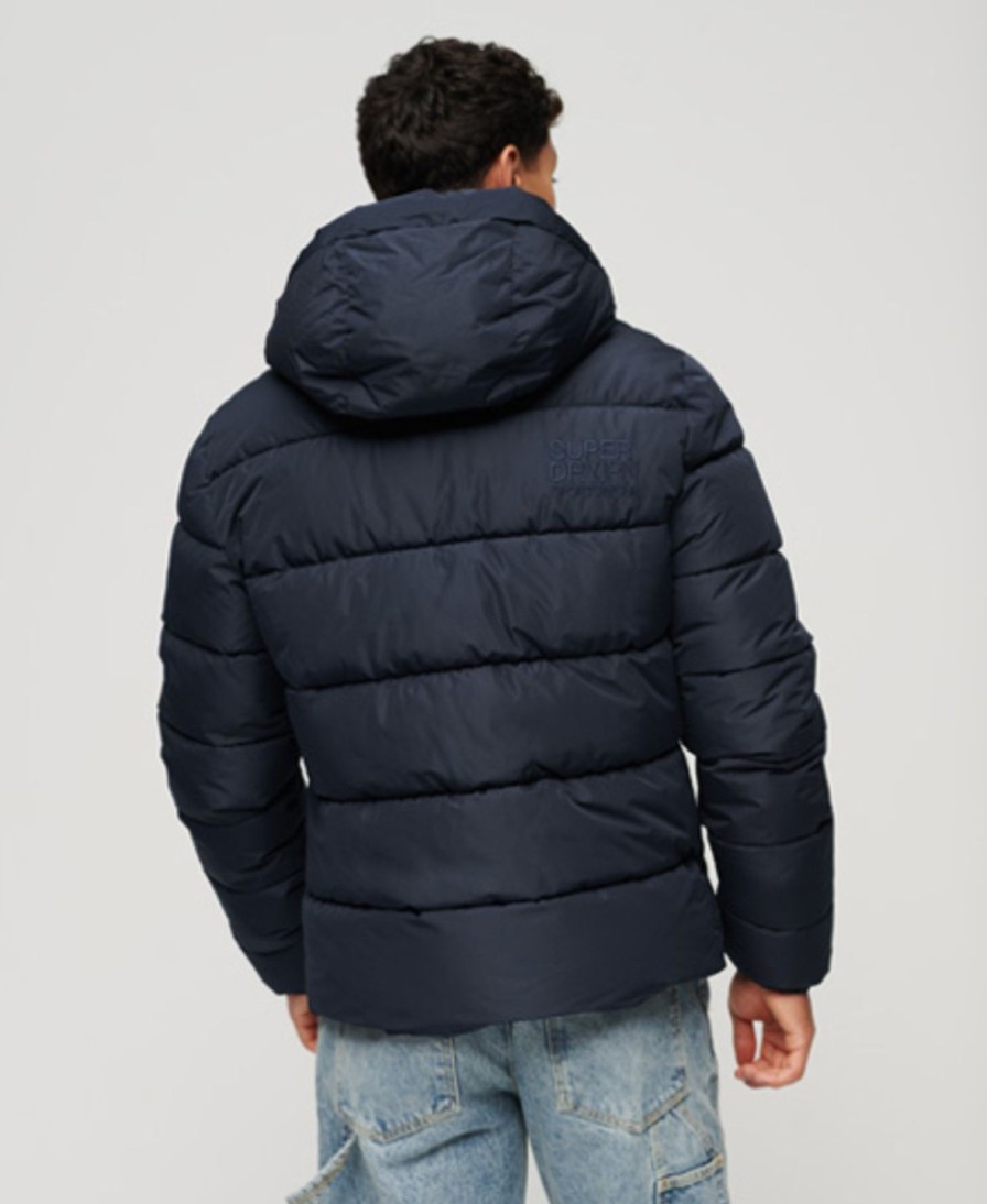 Miehet Superdry Toppa& Ja Untuvatakit | Hooded Sports Puffer -Takki Tummansininen