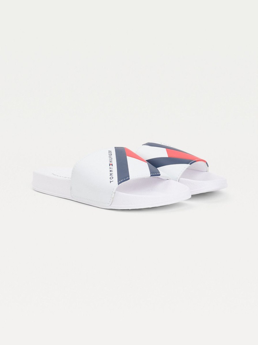 Lapset Tommy Hilfiger Kengat | Flag Pool Slide -Sandaalit Valkoinen