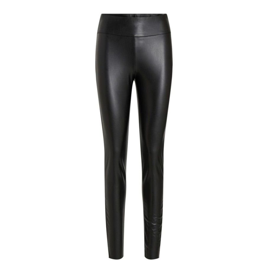 Naiset Vila Housut | Vibarb Coated -Leggingsit Musta