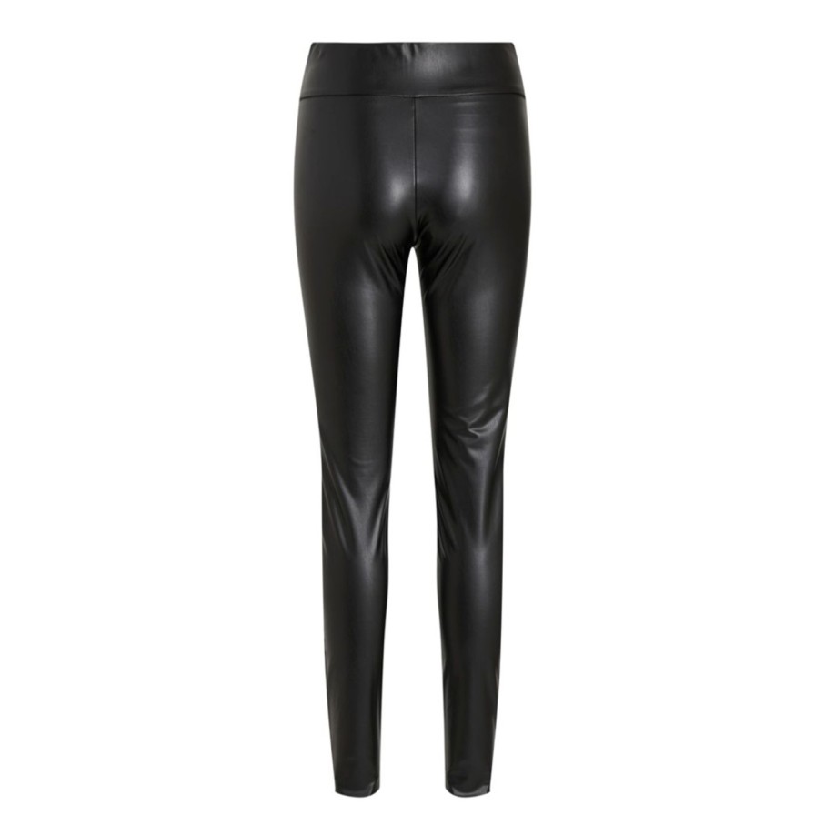 Naiset Vila Housut | Vibarb Coated -Leggingsit Musta