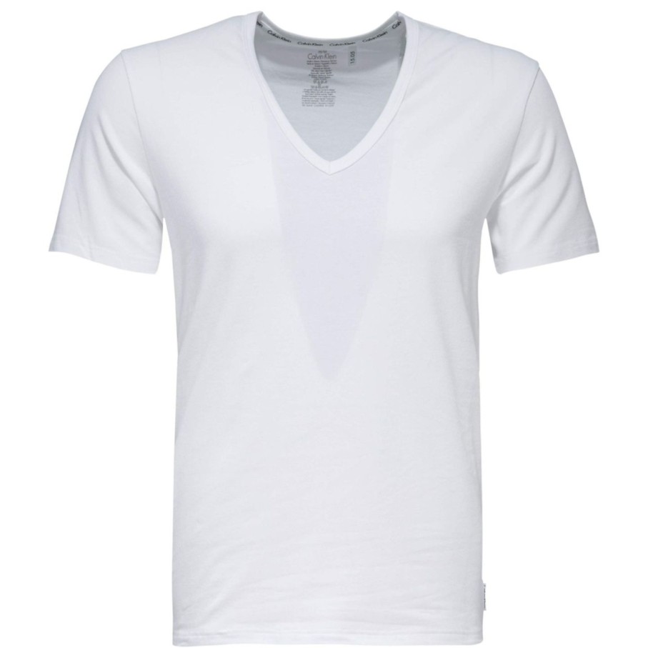 Miehet Calvin Klein T&Paidat | V-Neck -T-Paita 2Kpl Valkoinen