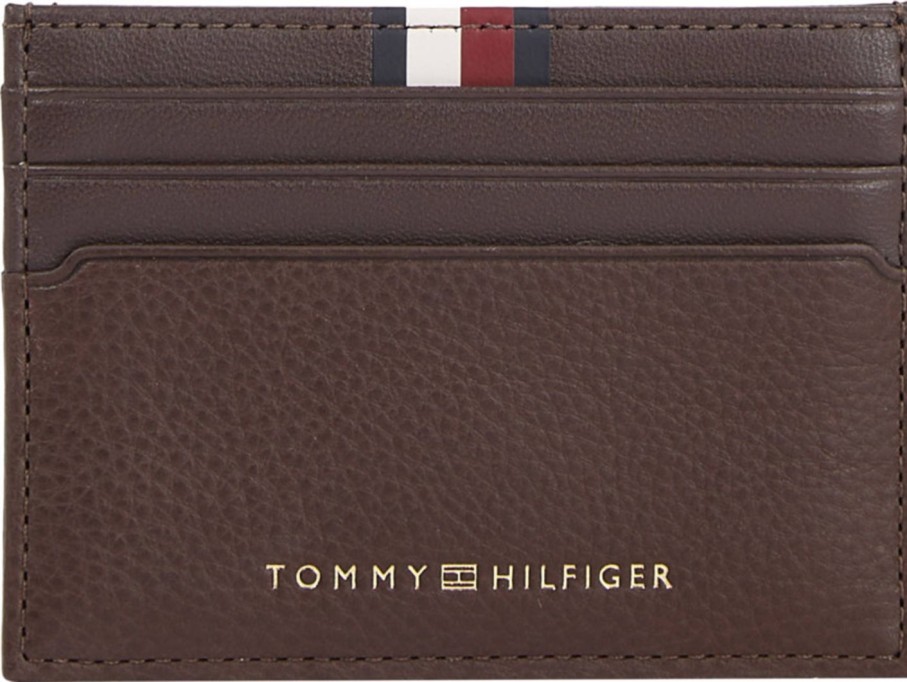 Laukut Tommy Hilfiger Miesten Lompakot | Corp Leather Cc Holder -Lompakko Ruskea