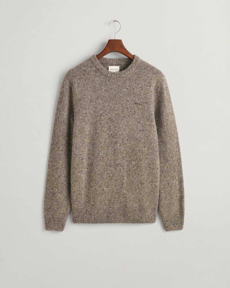 Miehet Gant Neulepuserot | Wool Neps C-Neck -Neulepusero Harmaa