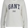 Naiset Gant Collegepaidat Ja Hupparit | Logo C-Neck -Collegepusero Luonnonvalkoinen