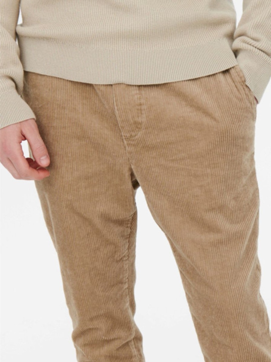 Miehet Only & Sons Housut | Linus Cropped Cord Pants -Housut Vaaleanruskea