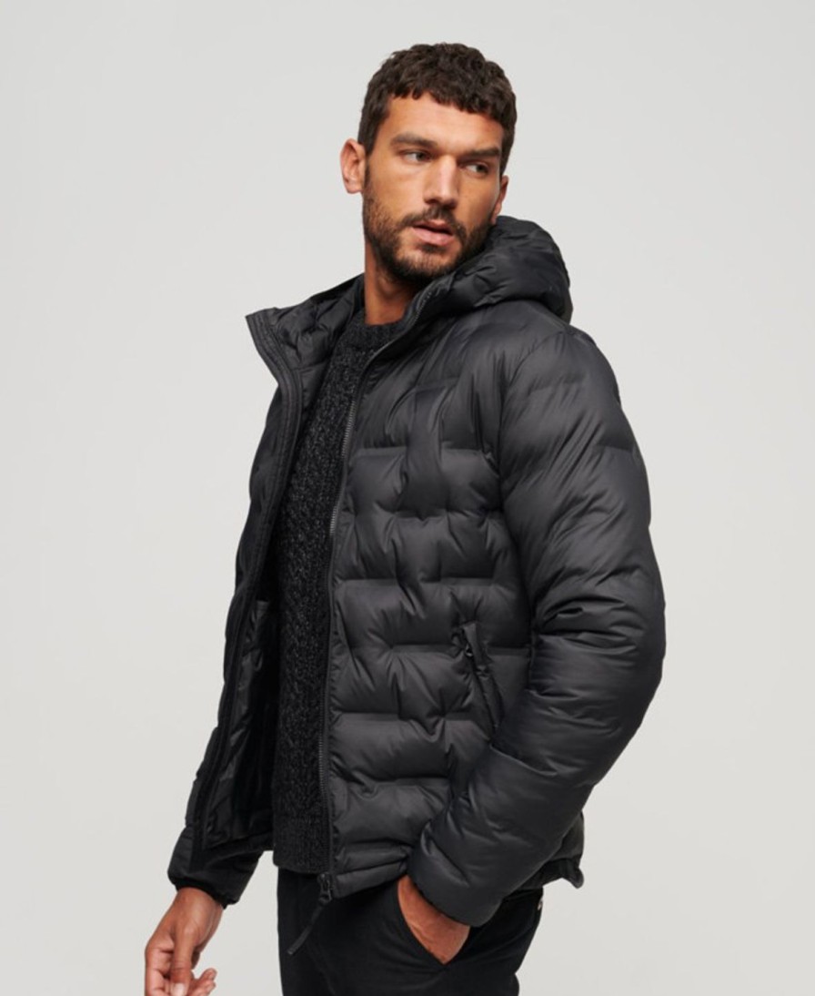 Miehet Superdry Toppa& Ja Untuvatakit | Short Quilted Puffer -Toppatakki Musta