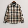 Miehet Gant Kauluspaidat | Heavy Twill Check -Pusero Vaaleanruskea