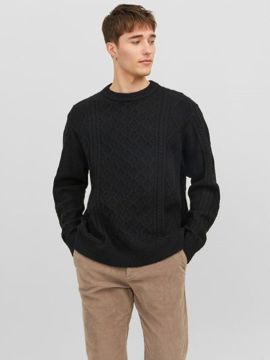 Miehet Jack & Jones Neulepuserot | Villeray Cable Knit Crew -Neulepusero