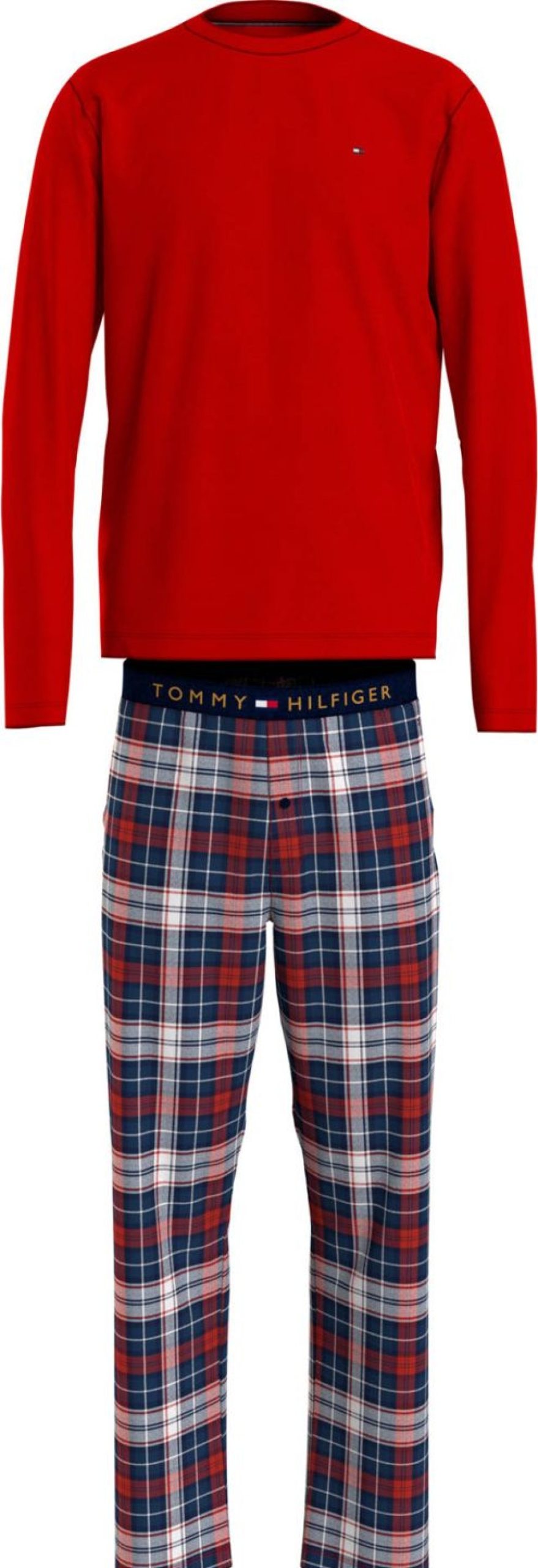 Miehet Tommy Hilfiger Yoasut | Ls Pant Set Flannel -Pyjamasetti Punainen