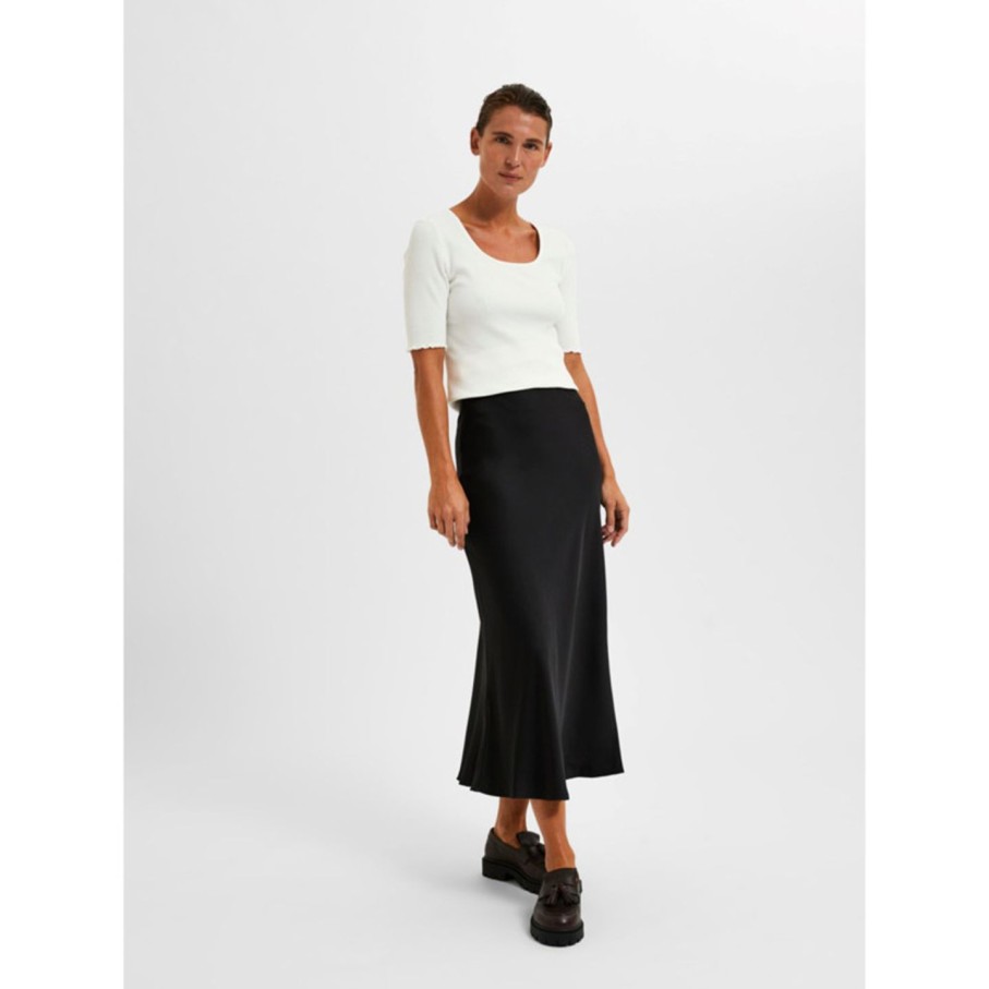 Naiset Selected Femme | Slflena Midi -Hame Musta