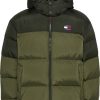 Miehet Tommy Jeans Kevattakit | Alaska Colorblock -Toppatakki Tummanvihrea