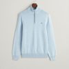 Miehet Gant Neulepuserot | Casual Cotton Halfzip -Pusero Vaaleansininen