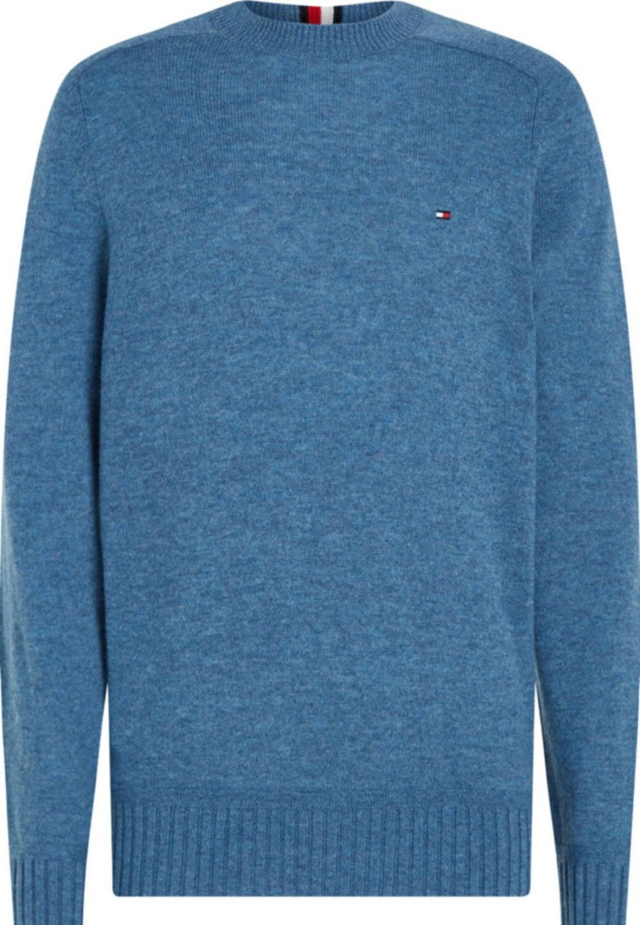 Miehet Tommy Hilfiger Neulepuserot | Multi Htr Merino -Neule Sininen