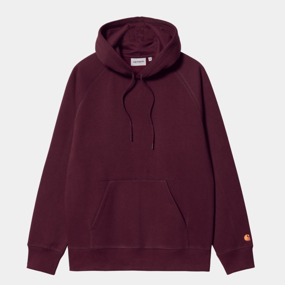 Miehet Carhartt WIP Collegepaidat Ja Hupparit | Hooded Chase Sweat Tummanpunainen