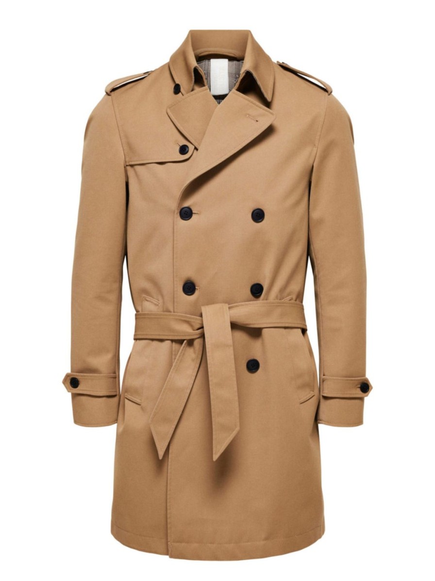 Miehet Selected Homme Kevattakit | William-Trenchcoat Ruskea