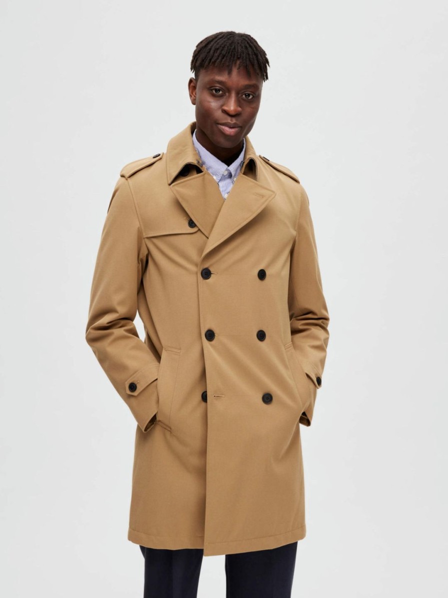 Miehet Selected Homme Kevattakit | William-Trenchcoat Ruskea