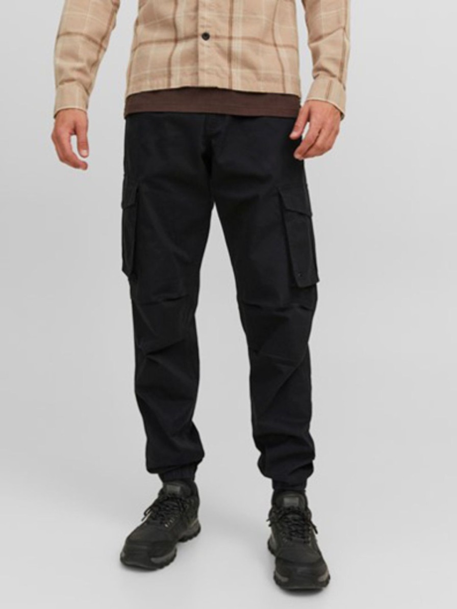 Miehet Jack & Jones Housut | Kane Noah Cuffed Jogger -Housut Musta