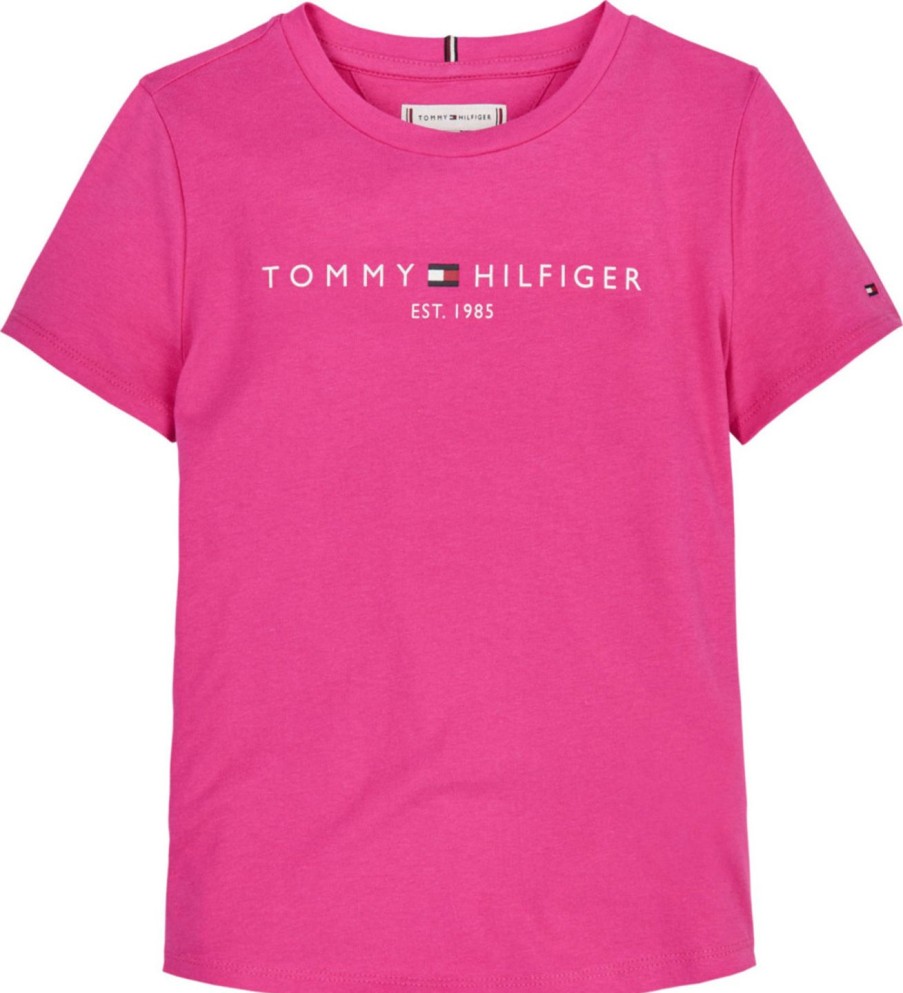 Lapset Tommy Hilfiger T&Paidat | Essential Cotton Logo -T-Paita Vaaleanpunainen